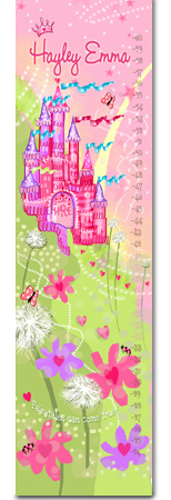 Princess Girly Pink Fun Castle Special Customized Growth Chart Perfect for Newborn or Child's Room Amazing Gift